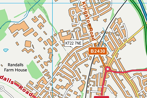 KT22 7NE map - OS VectorMap District (Ordnance Survey)