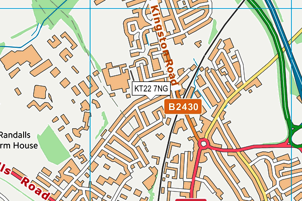 KT22 7NG map - OS VectorMap District (Ordnance Survey)