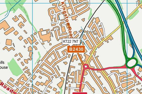 KT22 7NT map - OS VectorMap District (Ordnance Survey)