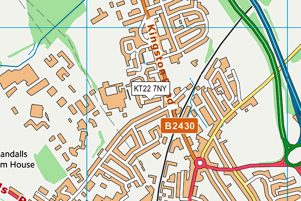 KT22 7NY map - OS VectorMap District (Ordnance Survey)