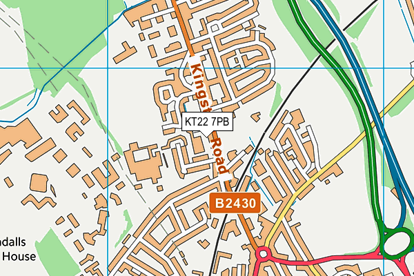 KT22 7PB map - OS VectorMap District (Ordnance Survey)