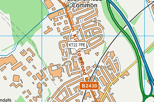 KT22 7PE map - OS VectorMap District (Ordnance Survey)