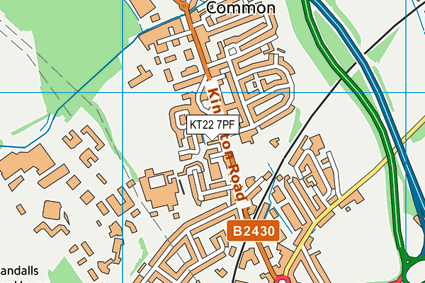 KT22 7PF map - OS VectorMap District (Ordnance Survey)