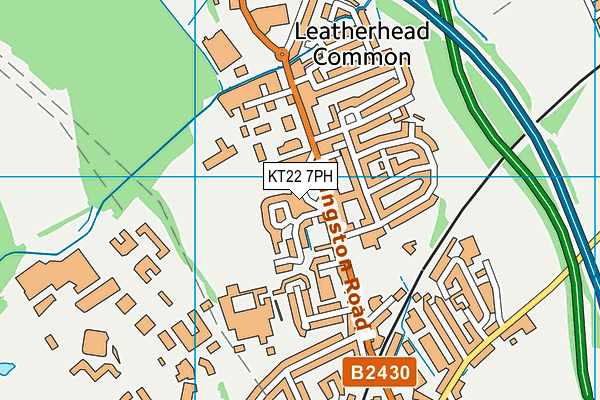 KT22 7PH map - OS VectorMap District (Ordnance Survey)