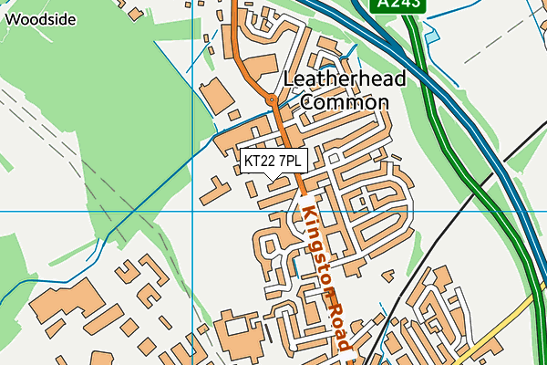 KT22 7PL map - OS VectorMap District (Ordnance Survey)