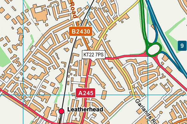 KT22 7PS map - OS VectorMap District (Ordnance Survey)