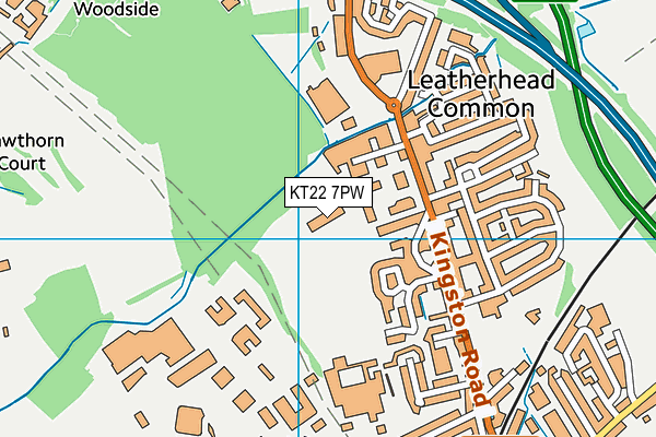 KT22 7PW map - OS VectorMap District (Ordnance Survey)