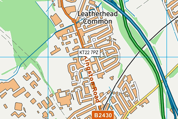 KT22 7PZ map - OS VectorMap District (Ordnance Survey)