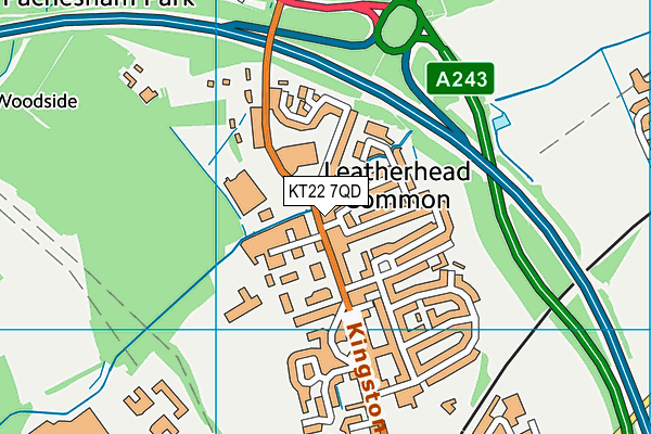 KT22 7QD map - OS VectorMap District (Ordnance Survey)