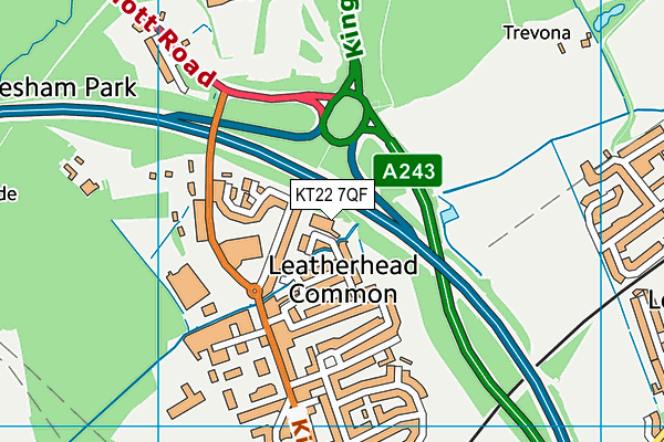 KT22 7QF map - OS VectorMap District (Ordnance Survey)