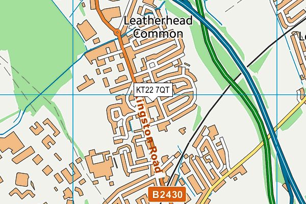 KT22 7QT map - OS VectorMap District (Ordnance Survey)