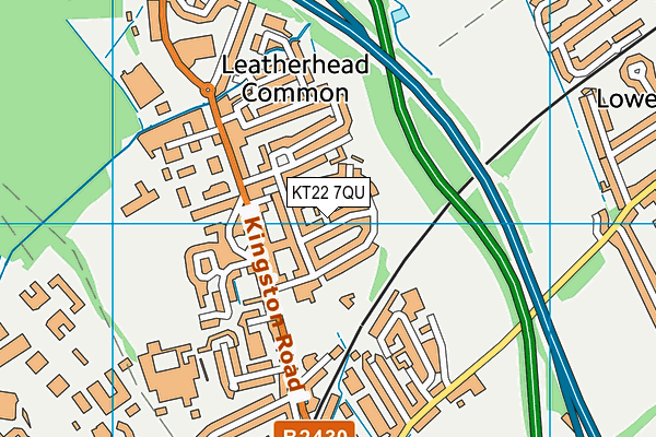 KT22 7QU map - OS VectorMap District (Ordnance Survey)
