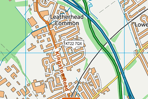 KT22 7QX map - OS VectorMap District (Ordnance Survey)