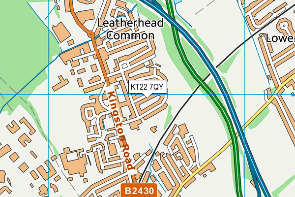 KT22 7QY map - OS VectorMap District (Ordnance Survey)