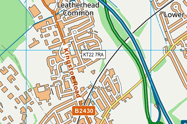 KT22 7RA map - OS VectorMap District (Ordnance Survey)