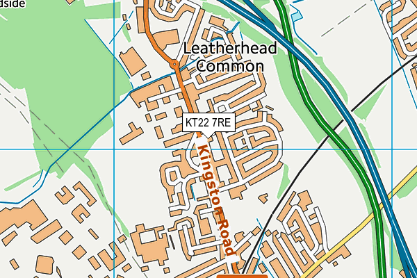 KT22 7RE map - OS VectorMap District (Ordnance Survey)