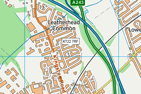 KT22 7RF map - OS VectorMap District (Ordnance Survey)