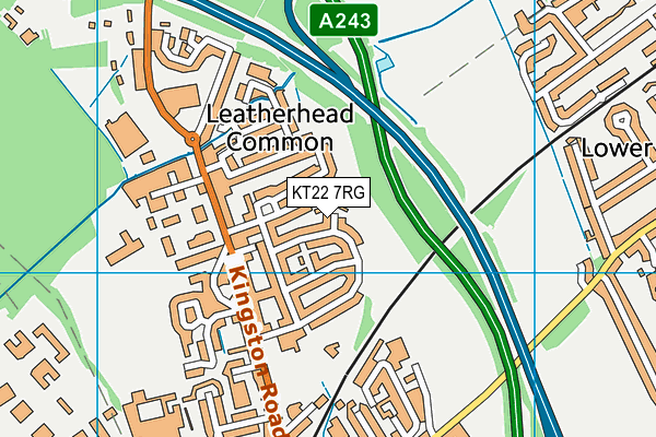 KT22 7RG map - OS VectorMap District (Ordnance Survey)