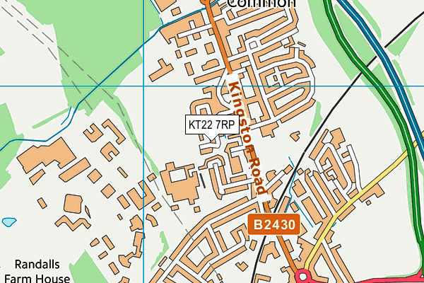 KT22 7RP map - OS VectorMap District (Ordnance Survey)