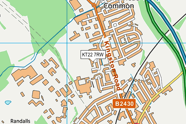 KT22 7RW map - OS VectorMap District (Ordnance Survey)