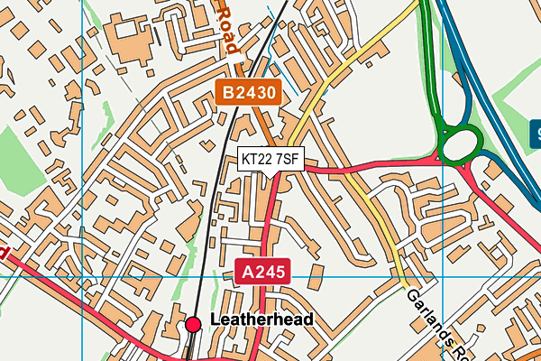 KT22 7SF map - OS VectorMap District (Ordnance Survey)