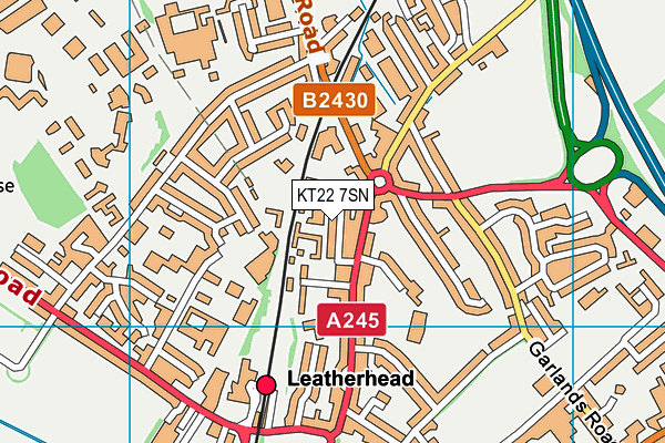 KT22 7SN map - OS VectorMap District (Ordnance Survey)