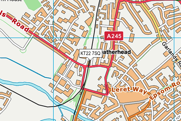 KT22 7SQ map - OS VectorMap District (Ordnance Survey)