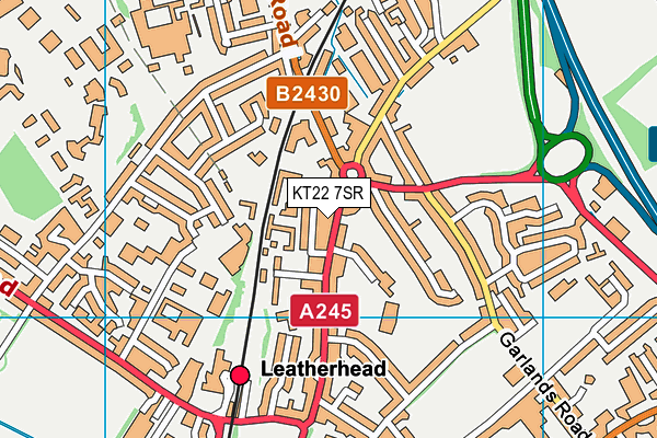 KT22 7SR map - OS VectorMap District (Ordnance Survey)