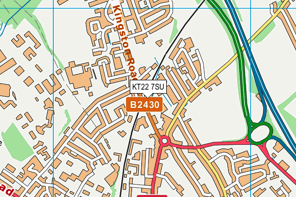 KT22 7SU map - OS VectorMap District (Ordnance Survey)