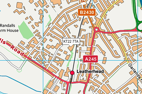 KT22 7TA map - OS VectorMap District (Ordnance Survey)