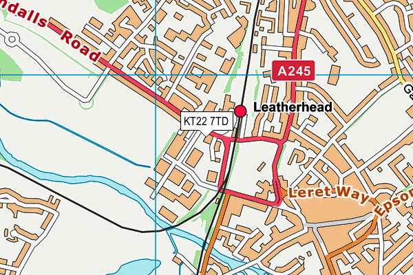 KT22 7TD map - OS VectorMap District (Ordnance Survey)