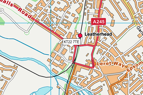 KT22 7TE map - OS VectorMap District (Ordnance Survey)