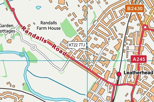 KT22 7TJ map - OS VectorMap District (Ordnance Survey)