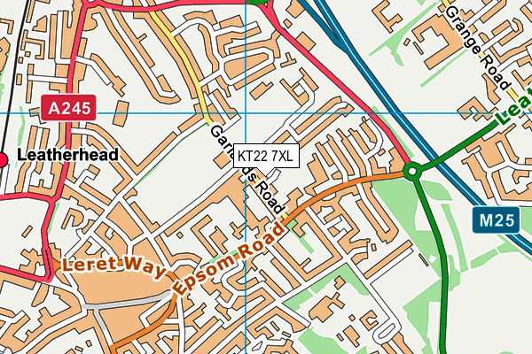 KT22 7XL map - OS VectorMap District (Ordnance Survey)