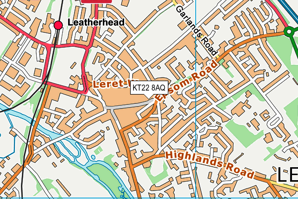 KT22 8AQ map - OS VectorMap District (Ordnance Survey)