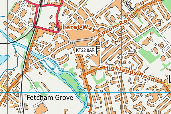 KT22 8AR map - OS VectorMap District (Ordnance Survey)