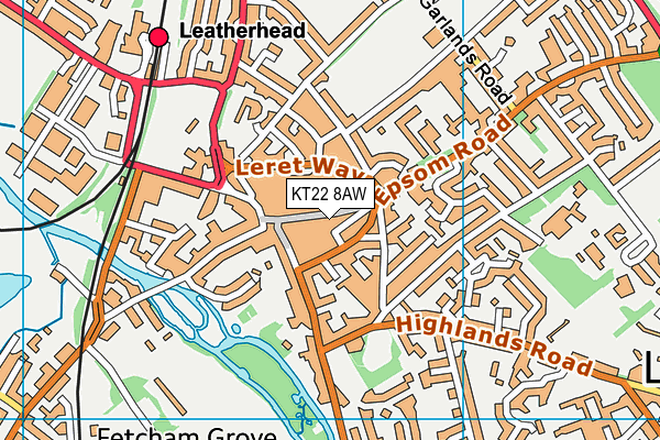 KT22 8AW map - OS VectorMap District (Ordnance Survey)