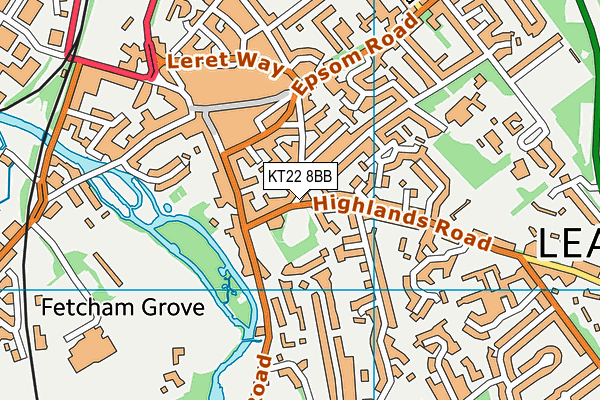 KT22 8BB map - OS VectorMap District (Ordnance Survey)