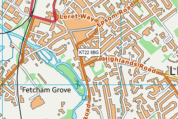 KT22 8BG map - OS VectorMap District (Ordnance Survey)