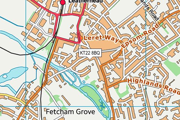 KT22 8BQ map - OS VectorMap District (Ordnance Survey)