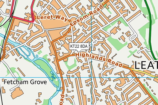 KT22 8DA map - OS VectorMap District (Ordnance Survey)