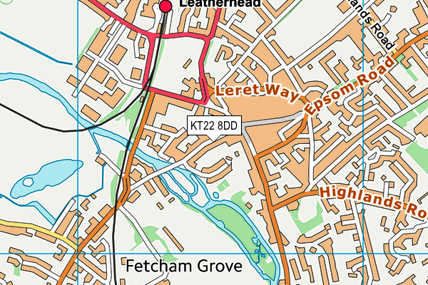 KT22 8DD map - OS VectorMap District (Ordnance Survey)