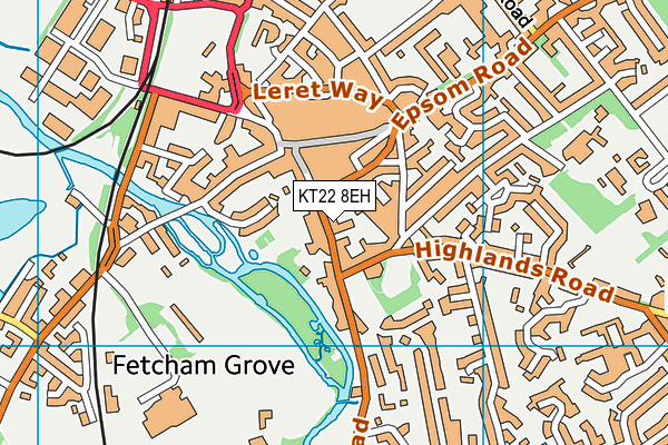 KT22 8EH map - OS VectorMap District (Ordnance Survey)