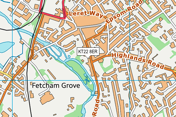 KT22 8ER map - OS VectorMap District (Ordnance Survey)