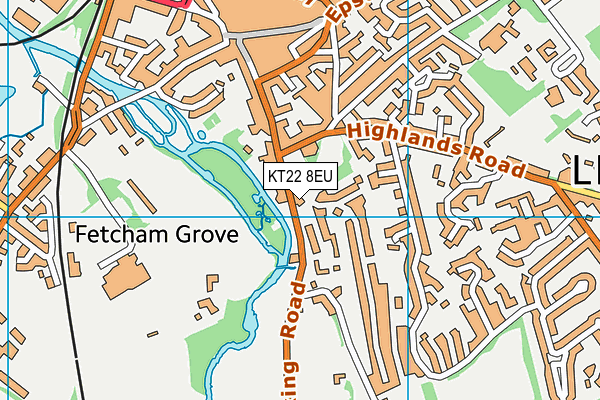 KT22 8EU map - OS VectorMap District (Ordnance Survey)