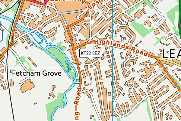 KT22 8EZ map - OS VectorMap District (Ordnance Survey)