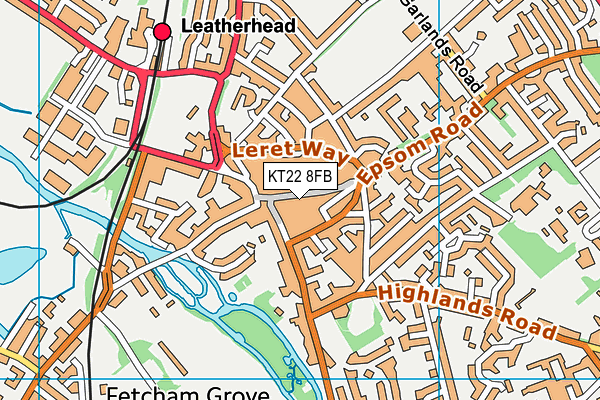 KT22 8FB map - OS VectorMap District (Ordnance Survey)