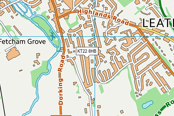 KT22 8HB map - OS VectorMap District (Ordnance Survey)