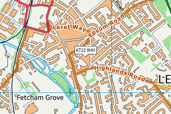 KT22 8HH map - OS VectorMap District (Ordnance Survey)