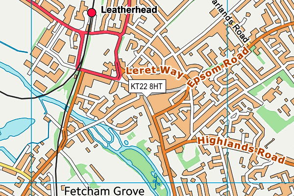 KT22 8HT map - OS VectorMap District (Ordnance Survey)